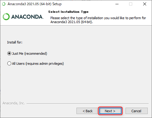 anacondaのインストール画面3
