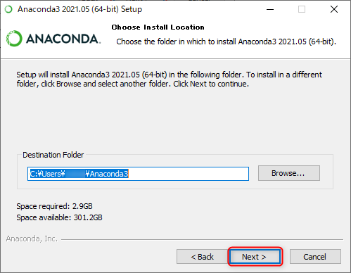 anacondaのインストール画面4