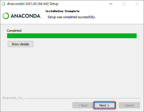 anacondaのインストール画面7