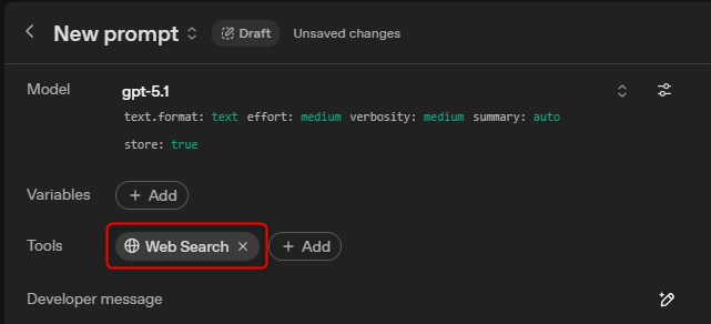Web Searchの設定確認